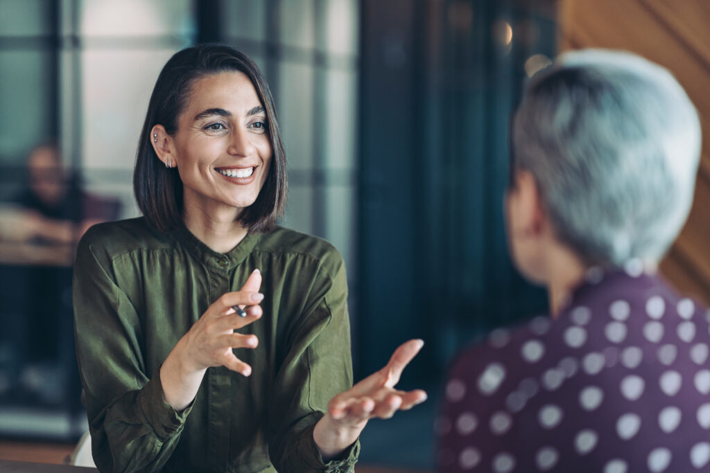 Two businesswomen having a meeting